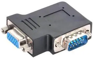 Vertical Flat Left 90 Degree VGA SVGA Male to Female Extension Adapter, Black VGA Angled Connector Vertical Flat Left 90 Degree VGA SVGA Male to Female Extension Adapter, Black VGA Angled Connector
