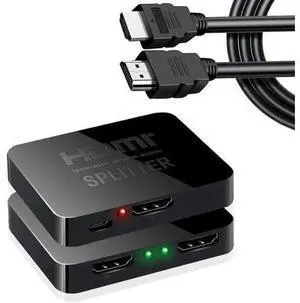 1 in 2 Out HDMI Splitter with 5FT HDMI Cable, 4K UHD Mirror Display Splitter Duplicates Single Source to Two Monitors Simultaneously 1 in 2 Out HDMI Splitter with 5FT HDMI Cable, 4K UHD Mirror Display Splitter Duplicates Single Source to Two Monitors Simultaneously