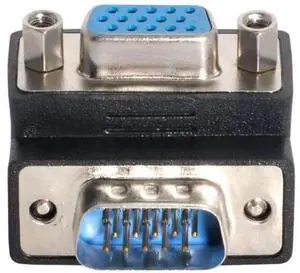 90 Degree Down Angled HDB15Pin VGA Male to Female Gender Changer, SVGA D-Sub Video Adapter for Graphics Card, Monitor & Projector 90 Degree Down Angled HDB15Pin VGA Male to Female Gender Changer, SVGA D-Sub Video Adapter for Graphics Card, Monitor & Projector