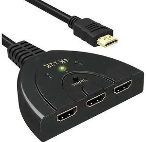 3 Port 3x1 HDMI Switcher with Built-in Pigtail Cable, 4K HDMI Switch Splitter Supports 4K, 1080P Full HD & 3D Video 3 Port 3x1 HDMI Switcher with Built-in Pigtail Cable, 4K HDMI Switch Splitter Supports 4K, 1080P Full HD & 3D Video