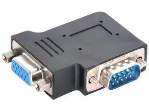 Black Vertical Flat Left 90 Degree VGA SVGA Male to Female Right Angle Extension Adapter Black Vertical Flat Left 90 Degree VGA SVGA Male to Female Right Angle Extension Adapter