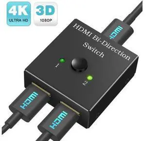 Bi-Directional HDMI Switch Splitter 1 In 2 Out / 2 In 1, Supports 4K 3D 1080P HDCP Bi-Directional HDMI Switch Splitter 1 In 2 Out / 2 In 1, Supports 4K 3D 1080P HDCP