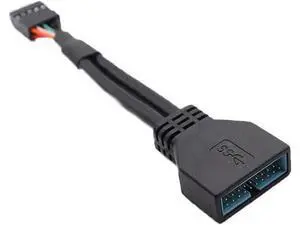 Motherboard USB 2.0 9Pin Female to USB 3.0 20Pin Male Adapter Cable, Internal Header Converter Cord, Black Motherboard USB 2.0 9Pin Female to USB 3.0 20Pin Male Adapter Cable, Internal Header Converter Cord, Black
