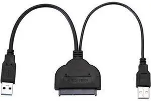 6 Inches USB 3.0 to SATA III 22Pin Adapter Cable, 6Gbps UASP Supported for 2.5" SSD HDD with Extra USB Power Cord 6 Inches USB 3.0 to SATA III 22Pin Adapter Cable, 6Gbps UASP Supported for 2.5" SSD HDD with Extra USB Power Cord