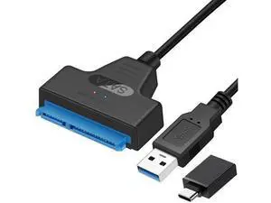 Black USB 3.0 to 22Pin SATA Adapter Cable for 2.5 Inch HDD & SSD, UASP Supported Portable Hard Drive Converter Black USB 3.0 to 22Pin SATA Adapter Cable for 2.5 Inch HDD & SSD, UASP Supported Portable Hard Drive Converter