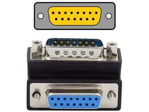 90 Degree Up Angled DB15 Male to Female Coupler, 15Pin D-SUB RS232 Serial Right Angle Extension Adapter 90 Degree Up Angled DB15 Male to Female Coupler, 15Pin D-SUB RS232 Serial Right Angle Extension Adapter