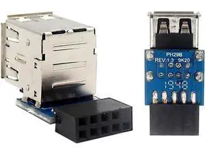 PH29B USB2.0 9Pin Header Splitter PCB Adapter, 9Pin Female To Dual USB-A Female Internal Motherboard Converter For Desktop PC RGB Fans & Internal USB Dongles (No Cable, 1 Pack) PH29B USB2.0 9Pin Header Splitter PCB Adapter, 9Pin Female To Dual USB-A Female Internal Motherboard Converter For Desktop PC RGB Fans & Internal USB Dongles (No Cable, 1 Pack)