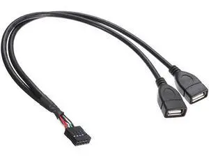 11.81 Inch Motherboard 9Pin USB2.0 Splitter Cable, Single 9Pin Header to Dual USB 2.0 Female Internal Extension Adapter Wire 11.81 Inch Motherboard 9Pin USB2.0 Splitter Cable, Single 9Pin Header to Dual USB 2.0 Female Internal Extension Adapter Wire