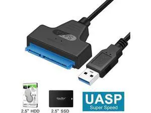 SATA III to USB 3.0 Adapter Cable, High Speed SATA Hard Drive Converter for 2.5 Inch SATA HDD & SSD, UASP Protocol Supported External Storage Connector SATA III to USB 3.0 Adapter Cable, High Speed SATA Hard Drive Converter for 2.5 Inch SATA HDD & SSD, UASP Protocol Supported External Storage Connector