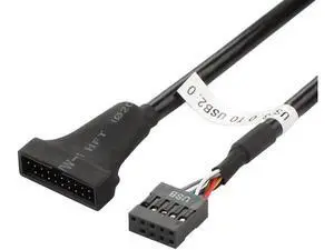 Motherboard Internal USB 2.0 9Pin Female to USB 3.0 20Pin Male Header Adapter Converter Cable, Black Motherboard Internal USB 2.0 9Pin Female to USB 3.0 20Pin Male Header Adapter Converter Cable, Black