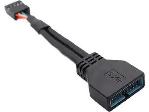 2PC Black Mainboard Adapter Cable | USB2.0 9Pin Female to USB3.0 20Pin Male Internal Header Converter 2PC Black Mainboard Adapter Cable | USB2.0 9Pin Female to USB3.0 20Pin Male Internal Header Converter