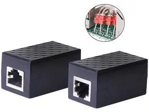 2 Pack RJ45 Female to Female Ethernet Surge Protector, Outdoor LAN Network Surge Arrester, Lightning Protection Inline Extension Coupler Adapter 2 Pack RJ45 Female to Female Ethernet Surge Protector, Outdoor LAN Network Surge Arrester, Lightning Protection Inline Extension Coupler Adapter