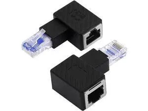 2 Pack Left 90 Degree RJ45 Male to Female Right Angle Ethernet Adapter, 8P8C LAN Cable Elbow Extender, Compatible with Cat5/Cat5e/Cat6 Network Cables 2 Pack Left 90 Degree RJ45 Male to Female Right Angle Ethernet Adapter, 8P8C LAN Cable Elbow Extender, Compatible with Cat5/Cat5e/Cat6 Network Cables