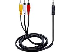 5FT 3.5mm 1/8 Inch Male to 3 RCA Male AV Composite Cable, Stereo AUX Audio Video Converter Cord 5FT 3.5mm 1/8 Inch Male to 3 RCA Male AV Composite Cable, Stereo AUX Audio Video Converter Cord