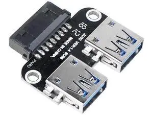 19/20Pin Motherboard Header to Dual USB 3.0 Adapter, Horizontal 20Pin to 2 Type-A Female Port Converter for Desktop PC & Card Reader 19/20Pin Motherboard Header to Dual USB 3.0 Adapter, Horizontal 20Pin to 2 Type-A Female Port Converter for Desktop PC & Card Reader