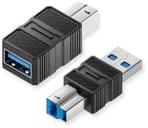 2 Pack USB 3.0 Type A Male/Female to Type B Male Adapter, Connector for Printer, Hard Drive and Camera 2 Pack USB 3.0 Type A Male/Female to Type B Male Adapter, Connector for Printer, Hard Drive and Camera