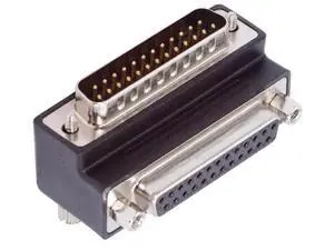 90 Degree Down Angled DB25 D-Sub Adapter, Male Nut to Female Screw Extension Connector, Compatible with Parallel LPT & AES/EBU Digital Audio Devices 90 Degree Down Angled DB25 D-Sub Adapter, Male Nut to Female Screw Extension Connector, Compatible with Parallel LPT & AES/EBU Digital Audio Devices