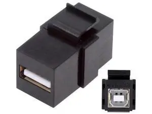 USB 2.0 Type-A Female to Type-B Female Keystone Jack Adapter, Wall Plate Socket Module Coupler USB 2.0 Type-A Female to Type-B Female Keystone Jack Adapter, Wall Plate Socket Module Coupler