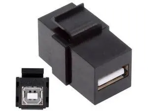 USB2.0 Type-A Female to Type-B Female Keystone Jack Coupler Adapter for Wall Plate & Panel Cabling USB2.0 Type-A Female to Type-B Female Keystone Jack Coupler Adapter for Wall Plate & Panel Cabling