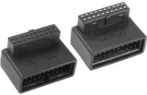 2 Pack 90 Degree USB 3.0 19/20 Pin Motherboard Adapter, L-Shaped Male to Female Right Angle Connector (PH19A+PH19B) 2 Pack 90 Degree USB 3.0 19/20 Pin Motherboard Adapter, L-Shaped Male to Female Right Angle Connector (PH19A+PH19B)