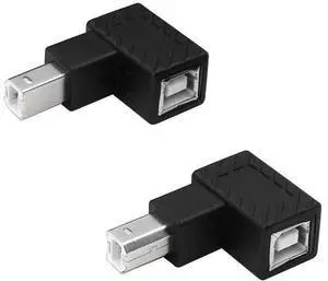 2 Pack 90 Degree USB 2.0 Type-B Male to Female Adapter, Right Angle Connector for Printer, Scanner & External Hard Drive 2 Pack 90 Degree USB 2.0 Type-B Male to Female Adapter, Right Angle Connector for Printer, Scanner & External Hard Drive