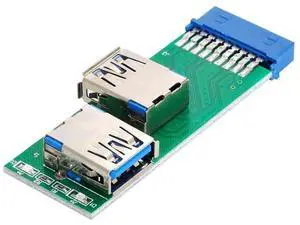 Dual USB 3.0 A Female to 19/20 Pin Motherboard Header Adapter PCBA with LED Indicator Dual USB 3.0 A Female to 19/20 Pin Motherboard Header Adapter PCBA with LED Indicator