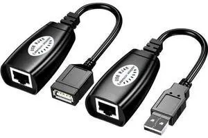 USB 2.0 to RJ45 Cat5 Extender Adapter, USB Over Cat5e/Cat6 LAN Cable Extension Kit, 480Mbps USB Signal Extender Transmitter & Receiver for Printer, Webcam, Keyboard, Mouse USB 2.0 to RJ45 Cat5 Extender Adapter, USB Over Cat5e/Cat6 LAN Cable Extension Kit, 480Mbps USB Signal Extender Transmitter & Receiver for Printer, Webcam, Keyboard, Mouse