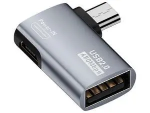 2 in 1 Micro USB OTG Power Adapter, 90 Degree Left Angled Micro USB Male to USB 2.0 Female Connector, 480Mbps Data Transfer & 5V 2A Power Supply for Android Phones, Tablets, Fire Stick 2 in 1 Micro USB OTG Power Adapter, 90 Degree Left Angled Micro USB Male to USB 2.0 Female Connector, 480Mbps Data Transfer & 5V 2A Power Supply for Android Phones, Tablets, Fire Stick