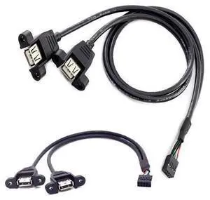 1m Motherboard USB 2.0 9 Pin Header to Dual USB Type A Female Adapter Cable, Internal Front Panel USB Expansion Cord with Screw Mount Holes, 480Mbps High Speed for Desktop PC Chassis Modding 1m Motherboard USB 2.0 9 Pin Header to Dual USB Type A Female Adapter Cable, Internal Front Panel USB Expansion Cord with Screw Mount Holes, 480Mbps High Speed for Desktop PC Chassis Modding