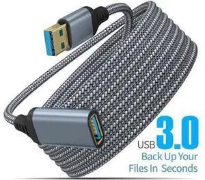 USB 3.0 Extension Cable Type A Male to Female Extension Cord, High Data Transfer Compatible with USB Keyboard, Mouse, Flash Drive, Hard Drive Gray 16.4 ft. USB 3.0 Extension Cable Type A Male to Female Extension Cord, High Data Transfer Compatible with USB Keyboard, Mouse, Flash Drive, Hard Drive Gray 16.4 ft.