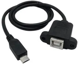 50cm Panel Mount Micro USB 5Pin Male to USB2.0 Type-B Female Cable with Screw Holes | Data & Charging Extension Cord 50cm Panel Mount Micro USB 5Pin Male to USB2.0 Type-B Female Cable with Screw Holes | Data & Charging Extension Cord