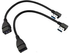 2-Pack 90° Left & Right Angled USB 3.0 Extension Cable 15CM, SuperSpeed USB3.0 Male to Female Elbow Extender Cord 2-Pack 90° Left & Right Angled USB 3.0 Extension Cable 15CM, SuperSpeed USB3.0 Male to Female Elbow Extender Cord