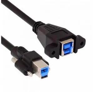 0.5m USB3.0 Type-B Male to Female Extension Cable, Dual Thumbscrew Lockable Panel Mount Cord 0.5m USB3.0 Type-B Male to Female Extension Cable, Dual Thumbscrew Lockable Panel Mount Cord