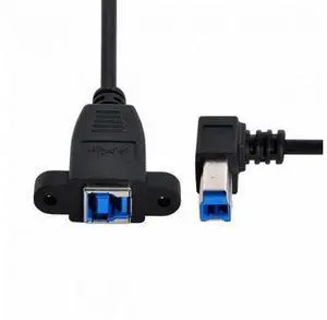 0.5m Right Angle 90° USB3.0 Type-B Male to Panel Mount Type-B Female Extension Cable 0.5m Right Angle 90° USB3.0 Type-B Male to Panel Mount Type-B Female Extension Cable