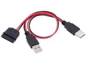SATA 15Pin 1-to-2 Splitter Power Cable, SATA to Dual USB2.0 5V 2A Cord for 2.5 Inch SATA HDD & SSD SATA 15Pin 1-to-2 Splitter Power Cable, SATA to Dual USB2.0 5V 2A Cord for 2.5 Inch SATA HDD & SSD