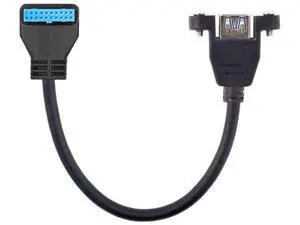 Single Port Screw Mount USB3.0 A Female to Down 90° 20Pin Motherboard Header Cable Single Port Screw Mount USB3.0 A Female to Down 90° 20Pin Motherboard Header Cable
