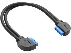 1ft/30cm 90 Degree USB 3.0 20Pin Motherboard Extension Cable, 19/20Pin Female to Female Front Panel Header Cord 1ft/30cm 90 Degree USB 3.0 20Pin Motherboard Extension Cable, 19/20Pin Female to Female Front Panel Header Cord