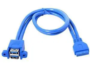 0.5M Panel Mount USB3.0 19/20Pin Header Male to Dual USB3.0 Female Extension Cable 0.5M Panel Mount USB3.0 19/20Pin Header Male to Dual USB3.0 Female Extension Cable