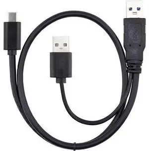 60cm Black Dual-Power Y-Split USB3.0+USB2.0 to USBC Cable for Laptops & External Hard Drives 60cm Black Dual-Power Y-Split USB3.0+USB2.0 to USBC Cable for Laptops & External Hard Drives