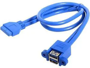 50cm Motherboard 20Pin to Dual Stackable USB 3.0 Female Header Cable, Panel Mount Port Expansion Cord 50cm Motherboard 20Pin to Dual Stackable USB 3.0 Female Header Cable, Panel Mount Port Expansion Cord