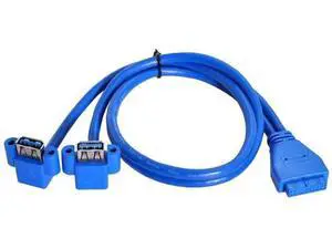 0.5M 90° Angled USB3.0 19/20Pin Motherboard Header to Dual USB3.0 Female Panel Mount Splitter Cable 0.5M 90° Angled USB3.0 19/20Pin Motherboard Header to Dual USB3.0 Female Panel Mount Splitter Cable