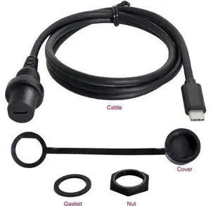Waterproof Dustproof USB 3.1 Type-C Flush Mount Extension Cable, Car Dashboard Panel Embedded Installation Waterproof Dustproof USB 3.1 Type-C Flush Mount Extension Cable, Car Dashboard Panel Embedded Installation