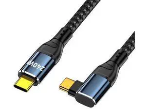100CM 240W Left & Right Angled USB-C to USB-C Cable, 48V 5A Male to Male Cord, 480Mbps for Laptops, Tablets & Phones 100CM 240W Left & Right Angled USB-C to USB-C Cable, 48V 5A Male to Male Cord, 480Mbps for Laptops, Tablets & Phones