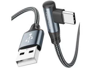 1.6FT Right Angle USB-C Cable, 90 Degree Nylon Braided 3A Charging Cord for Car CarPlay, iPhone 15, Galaxy S24, MacBook, iPad & Switch 1.6FT Right Angle USB-C Cable, 90 Degree Nylon Braided 3A Charging Cord for Car CarPlay, iPhone 15, Galaxy S24, MacBook, iPad & Switch