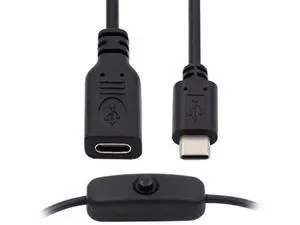 USB-C Male to Female Extension Cable with On/Off Power Switch for Laptop, Keyboard & Raspberry Pi 4B USB-C Male to Female Extension Cable with On/Off Power Switch for Laptop, Keyboard & Raspberry Pi 4B
