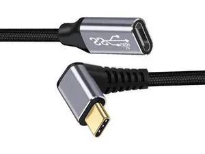2.0M Up 90° Angled USB-C Male to Female Extension Cable | USB3.1 Gen2 10Gbps & 100W PD Fast Charge with Protective Sleeve 2.0M Up 90° Angled USB-C Male to Female Extension Cable | USB3.1 Gen2 10Gbps & 100W PD Fast Charge with Protective Sleeve