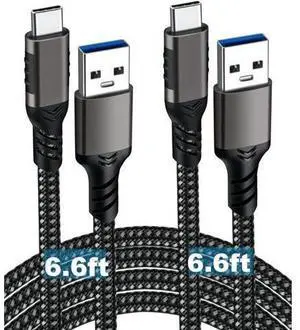 2-Pack 6.6FT USB-A to USB-C Cable | USB3.2 Gen1 60W 3A Fast Charging & High-Speed Data Cord for Samsung Galaxy S23/S22/S21/S20 Ultra & All Type-C Devices 2-Pack 6.6FT USB-A to USB-C Cable | USB3.2 Gen1 60W 3A Fast Charging & High-Speed Data Cord for Samsung Galaxy S23/S22/S21/S20 Ultra & All Type-C Devices