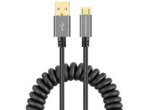 Space Gray Coiled USB 2.0 A to Micro USB Cable, Retractable 0.56ft-4ft Charging & Data Cord for Android Phones, Tablets, Raspberry Pi Zero & Car Charger Space Gray Coiled USB 2.0 A to Micro USB Cable, Retractable 0.56ft-4ft Charging & Data Cord for Android Phones, Tablets, Raspberry Pi Zero & Car Charger