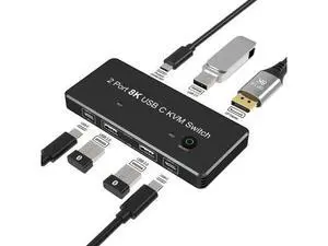 Thunderbolt 3 / Thunderbolt 4 USB-C to DP KVM Switch, 3 USB 2.0 Ports, Support 8K@60Hz & 4K@144Hz DP 1.4, for Monitor, Keyboard, Mouse & Printer Thunderbolt 3 / Thunderbolt 4 USB-C to DP KVM Switch, 3 USB 2.0 Ports, Support 8K@60Hz & 4K@144Hz DP 1.4, for Monitor, Keyboard, Mouse & Printer