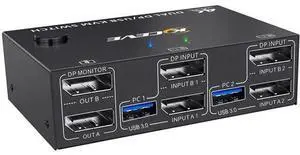 Dual Monitor DisplayPort KVM Switch 2 Computers, 4K@144Hz USB 3.0 KVM Switcher with 4 USB Ports, Wired Remote Control Included Dual Monitor DisplayPort KVM Switch 2 Computers, 4K@144Hz USB 3.0 KVM Switcher with 4 USB Ports, Wired Remote Control Included